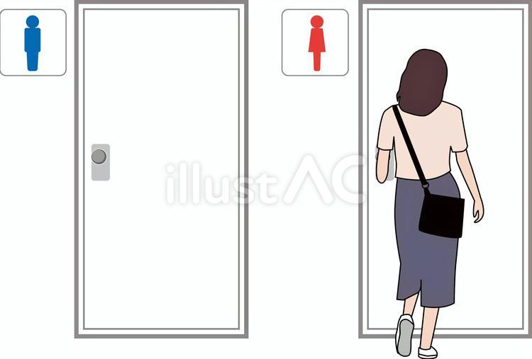 トイレ利用 トイレ,女性,利用のイラスト素材