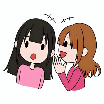 内緒話 女の子,人物,二人組,内緒話,会話,友達のイラスト素材