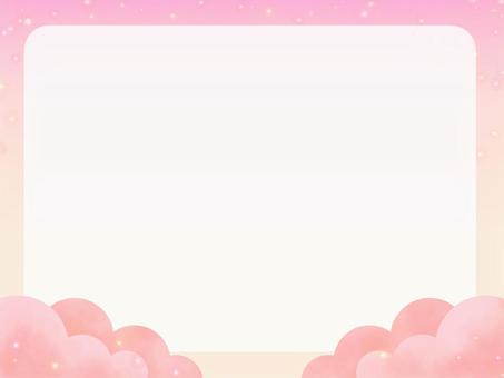 ピンクの空と雲 サムネイル,雲,星,ピンク色,かわいい,空,パステルカラー,背景,壁紙,4:3のイラスト素材