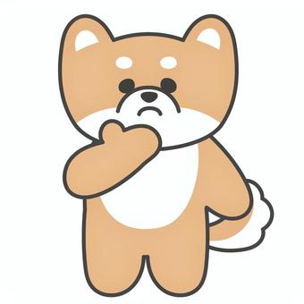 考え事をする柴犬　顎に手を当てる 柴犬,豆柴,困る,不満,考える,犬,動物,キャラクター,全身,ポーズのイラスト素材