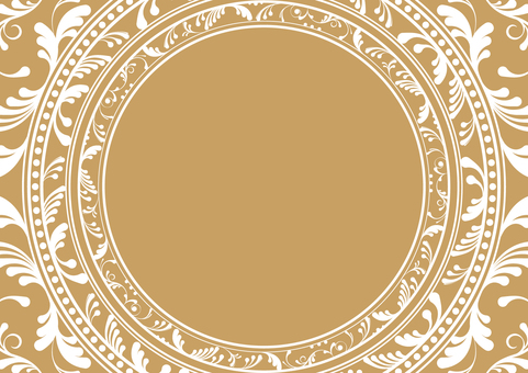 金色の蔦模様の円形フレーム素材 蔦,模様,洋風,植物,円,金色,フレーム,背景のイラスト素材