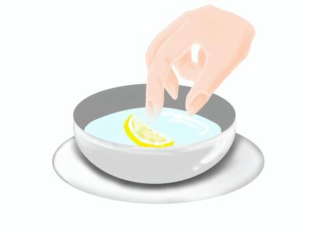 フィンガーボウル フィンガーボール,テーブルマナー,水,レモン水,指,手,洗う,フランス料理,食器のイラスト素材