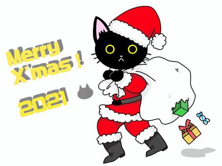 Christmas black cat santa illustration material, santa claus, santa, christmas, JPG and PNG