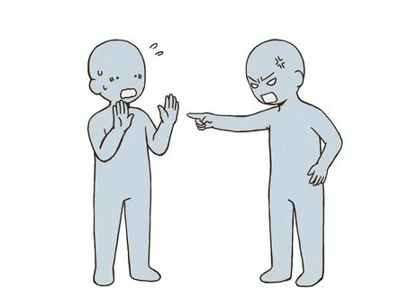 指を差されるドローイング デッサン,人形,ラフ,ポーズ,指を差す,責める,ドローイング,責任転嫁,非難,叱るのイラスト素材