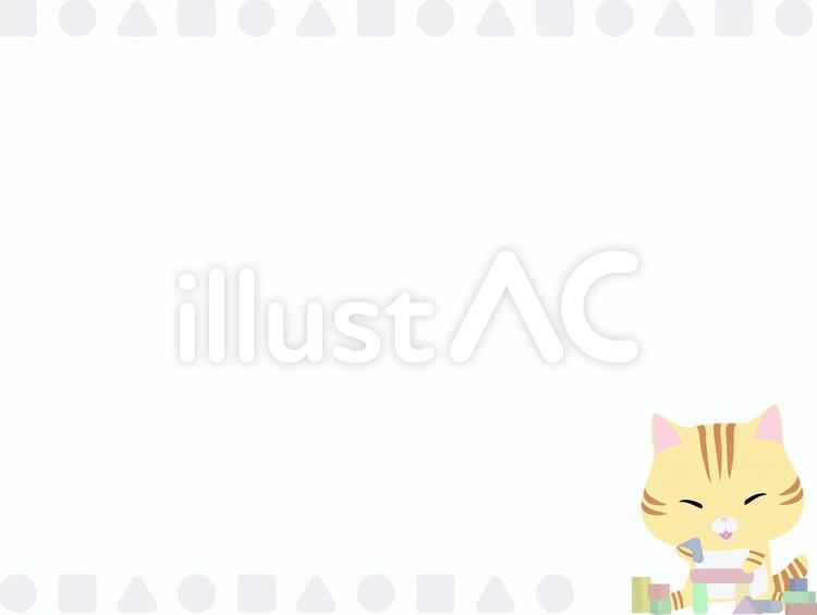 つみき_ちゃとら_フレーム つみき,猫,ちゃとらのイラスト素材
