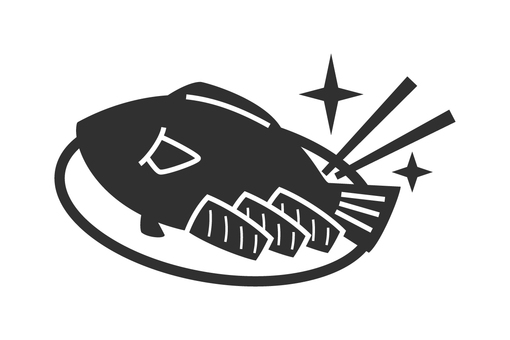 お皿に乗った魚アイコン・刺身 魚,刺身,皿,アイコン,シンプル,箸,新鮮,キラキラ,料理,単色のイラスト素材
