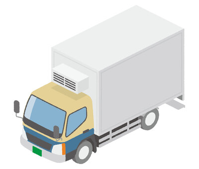 アイソメ図・保冷トラック 仕事,アイソメ図,アイソメトリック,鳥瞰図,俯瞰図,俯瞰,ビジネス,トラック,貨物車,車のイラスト素材