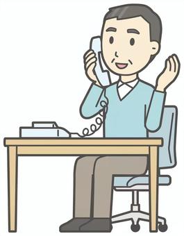 ニット中年男性-407-全身  ニット中年男性-407-全身 電話,おじさん,男性,中年,お父さん,パパ,シニア,ミドルエイジ,人物,かわいいのイラスト素材