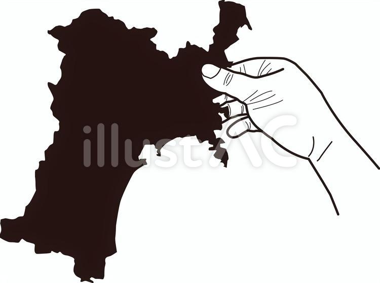 宮城県 地図 片手で持つ つまむ 手イラスト No 無料イラストなら イラストac