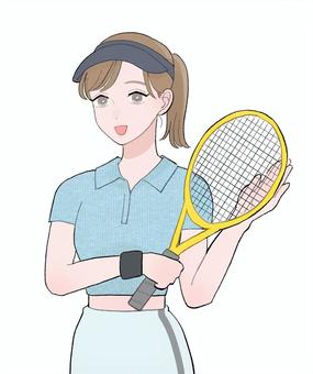 テニスプレーヤー テニスプレーヤー 人,女,テニス,テニス選手,ラケット,ジャージ,テニスプレーヤー,サンバイザー,ユニフォーム,スポーツのイラスト素材