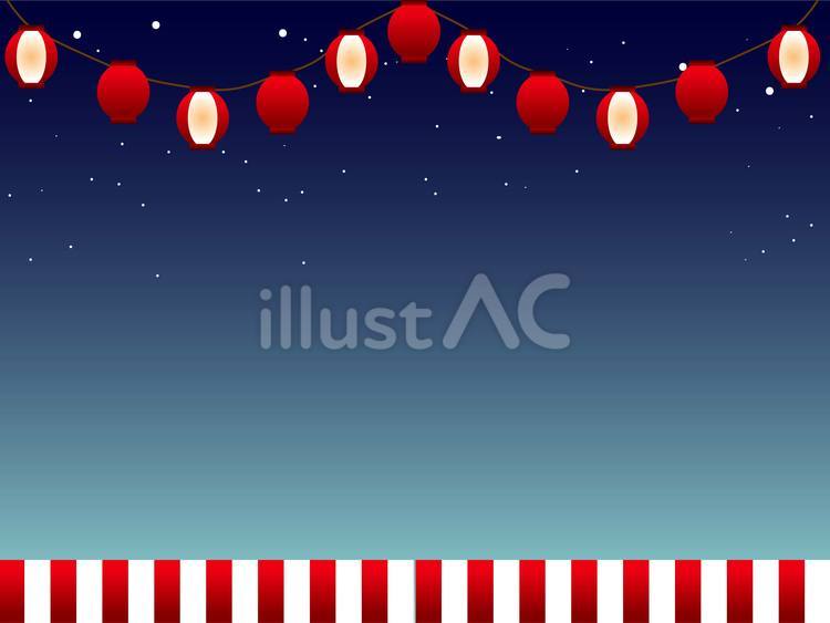 	提灯　紅白背景2 提灯,紅白幕,夜空のイラスト素材