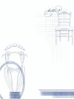 アンティークなイラストフレーム フレーム,背景,アンティーク,イス,ボタニカル,シラー,花,額縁,メッセージ,ハローのイラスト素材