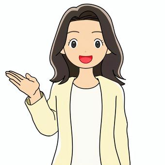 説明する女性1_カラー 学校,小学校,中学校,高校,先生,教師,講師,教諭,解説,説明のイラスト素材