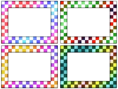 市松模様の額縁フレ−ム　セット 市松模様,額縁,フレーム,ポストカード,飾り枠,あしらい,柄,パターン,和風,和柄のイラスト素材