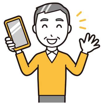  ニット中年男性(黄)-463-バスト