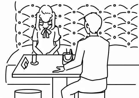 ホストクラブでヘルプと話す 線画 ホストクラブでヘルプと話す 線画 ホストグラフ,ヘルプ,キャスト,接客,ソファー,線画のイラスト素材