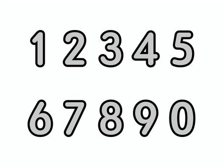 数字（黒縁）04-03 数字,ナンバー,番号,灰,縁,セット,アイコンのイラスト素材
