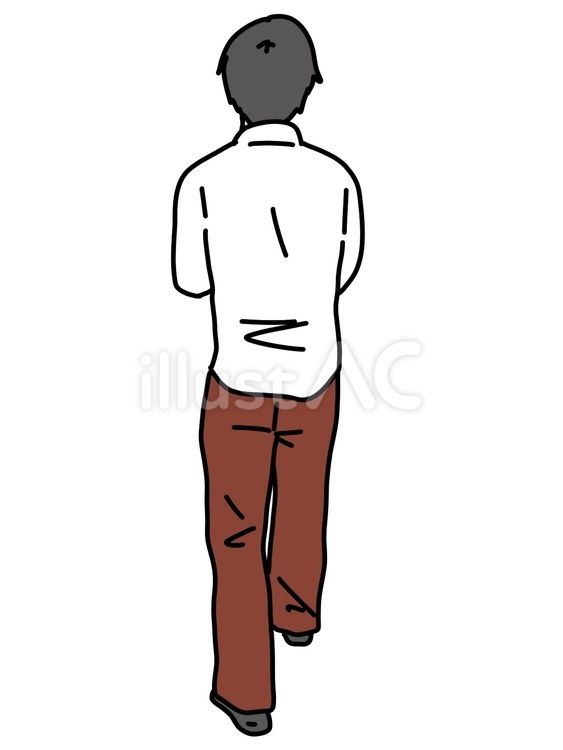 歩く男性の後ろ姿 男性,背面,ズボンのイラスト素材