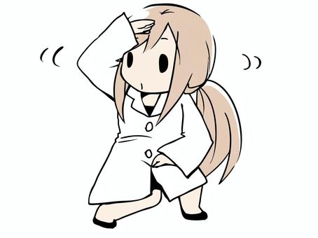 白衣を着た女性 キョロキョロ 女性,白衣,女医,先生,探す,キョロキョロ,薬剤師,ポーズ,学校,医療のイラスト素材