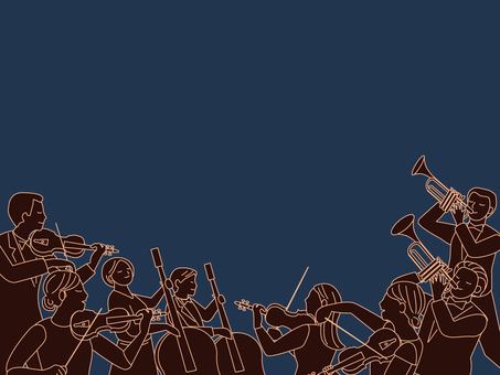 演奏会　背景 演奏会,コンサート,ミュージシャン,バイオリン,ベース,楽器,楽団,シルエット,背景のイラスト素材