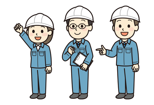 現場監督 現場監督,作業服,ヘルメット,男女,整備,建設作業員,指差し,作業員,集合,工事現場のイラスト素材