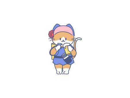ビール売りのねこ ビール売り,ねこ,野球,販売,ビールのイラスト素材