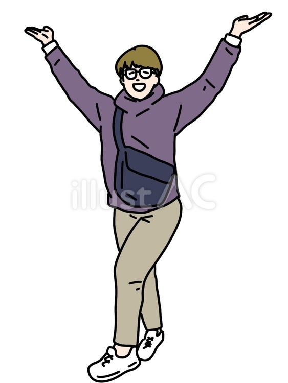 両手をあげて踊る男性 男性,両手,上げるのイラスト素材
