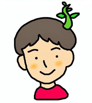 芽が出てきた少年 目が出る,発芽,少年のイラスト素材