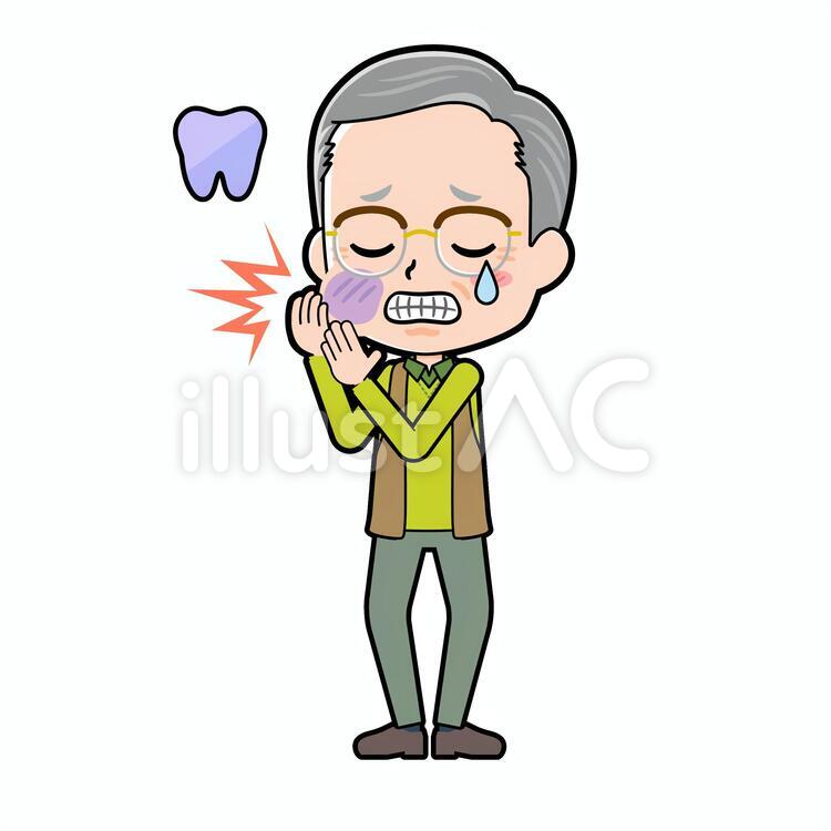 シニア男性緑　歯痛 男性,人物,シニアのイラスト素材