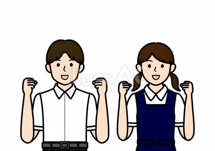 頑張る・覚悟・決心をした中学生・高校生 覚悟,頑張る,決心のイラスト素材
