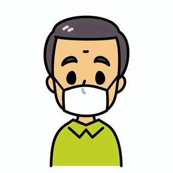 シニア男性　マスク マスク,高齢者,予防,病気,風邪,感染防止,シニア,お年寄り,中高年,中年のイラスト素材