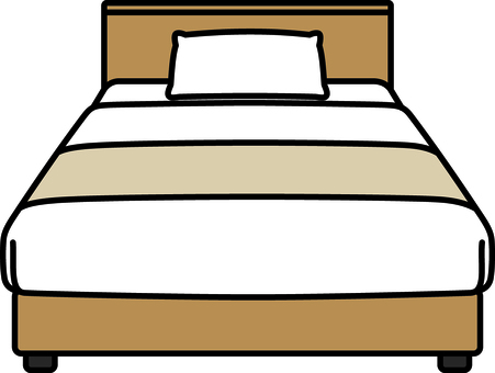 ベージュのシングルベッドです。 ベッド,シンプル,ベッドスロー,シングルベッド,神具,インテリア,ベッドルーム,枕,マットレス,ベッドカバーのイラスト素材