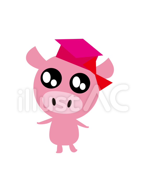 ブタさん 動物,ブタ,ピンクのイラスト素材