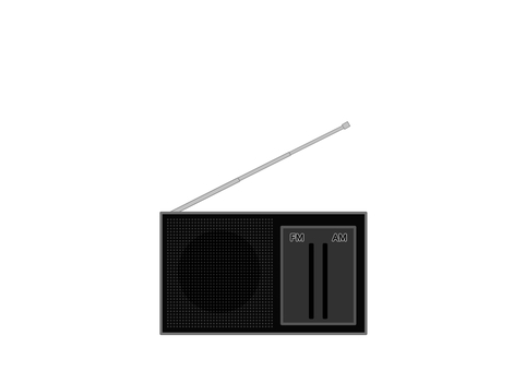 アンテナが伸びている黒いFM・AMラジオ アンテナ,fm,am,ラジオ,黒,防災,ポータブルのイラスト素材