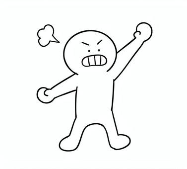 腹を立てて怒る棒人間 怒る,腹を立てる,棒人間,線画,キャラクター,手描き,手書き,イラスト,挿し絵のイラスト素材