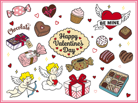 バレンタイン素材-2 バレンタイン素材-2 バレンタイン,バレンタインデー,vーday,チョコレート,チョコ,ハート,プレゼント,天使,エンジェル,キューピットのイラスト素材