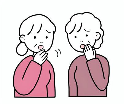 シンプル話するおばさん達（p） シンプル,人,女,話,噂,噂話,線画,立ち話,友達,友人のイラスト素材
