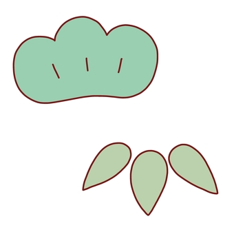 松と笹の葉 松,笹,葉っぱ,お正月,年賀状,線画,可愛い,ゆるい,手描き,デコレーションのイラスト素材