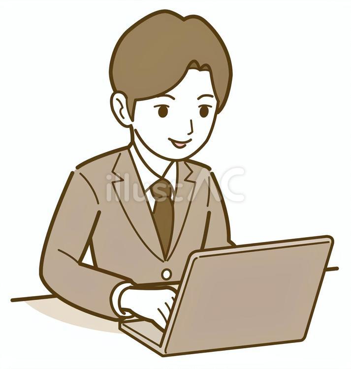 パソコンを使う男性社員 男性,人物,ビジネスのイラスト素材
