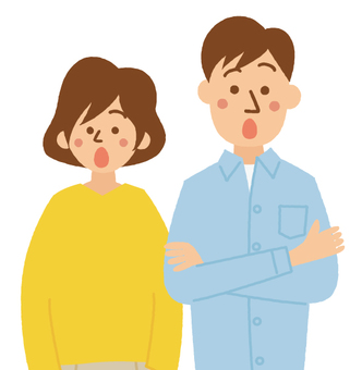 驚く夫婦 驚く,びっくり,表情,かわいい,人物,カラー,夫婦,お父さん,お母さん,主婦のイラスト素材