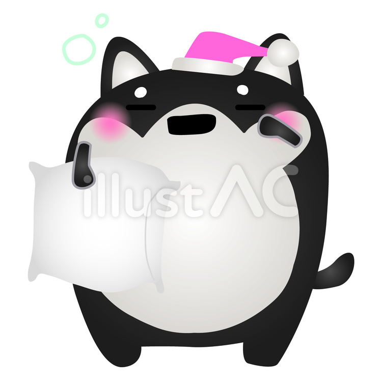 黒柴おねむ 犬,眠い,夜のイラスト素材