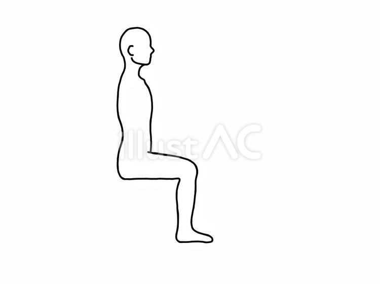横向きの良姿勢で座る人（腕なし） 座位,姿勢,背筋のイラスト素材