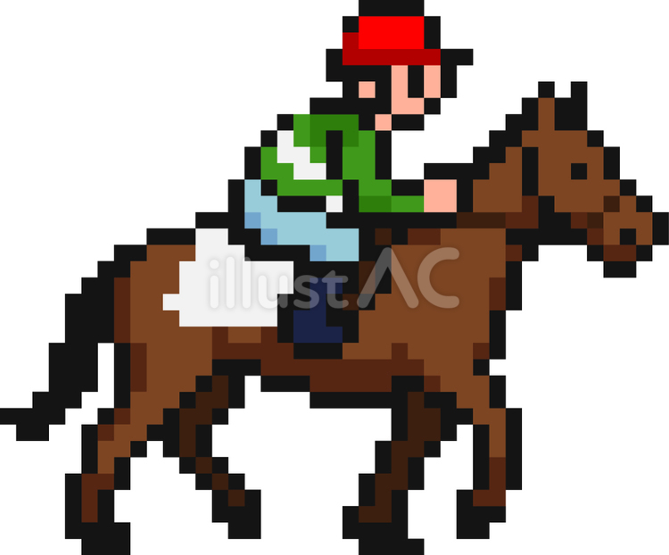 ドット絵の競馬の赤の騎手です。 ドット絵,競馬,騎手のイラスト素材