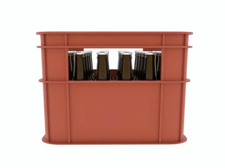 赤色のケースとビール ビールケース,ケース,ビール箱,入れ物,3d,cg,瓶ビール,赤色のイラスト素材