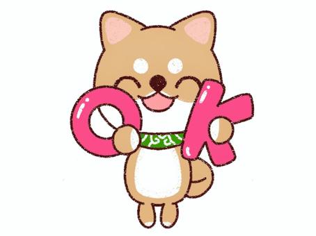 柴犬OK 柴犬,豆柴,赤柴,犬,動物,ok,笑顔のイラスト素材