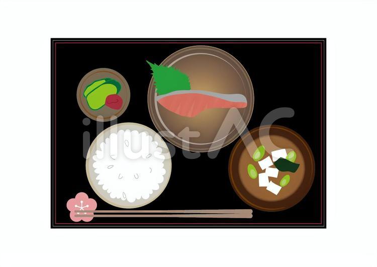 焼き鮭定食 定食,鮭,和食のイラスト素材