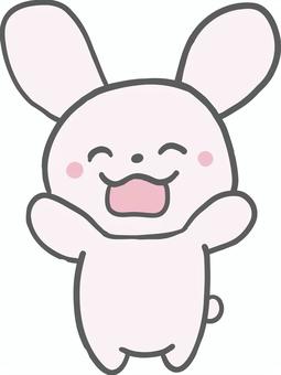 喜んでいるうさぎのイラスト うさぎ,笑顔,シンプル,喜ぶ,ばんざい,ハッピー,キャラクター,リアクション,かわいい,イラストのイラスト素材