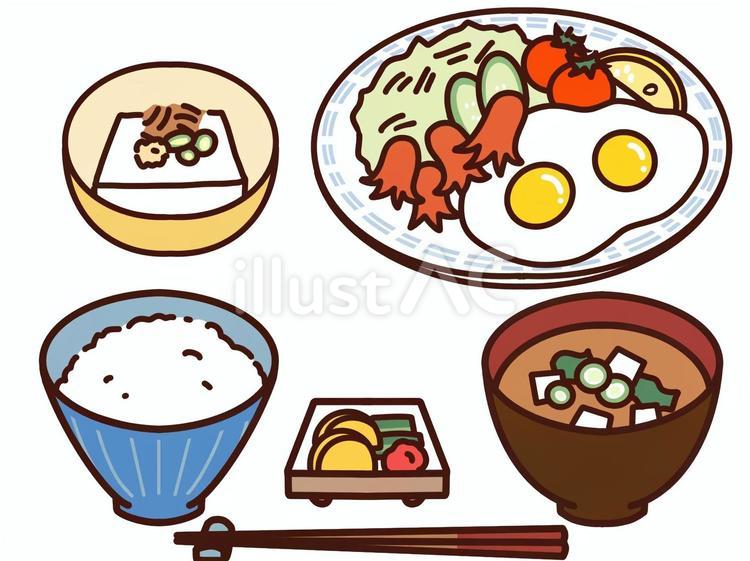 フード　目玉焼きとタコウインナーの定食 目玉焼き定食,たこウインナー,タコさんウインナーのイラスト素材