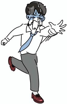 業務に追われ逃げる顔面蒼白の若手会社員 会社員,号泣,走る,男性,イラスト,逃げる,叫ぶ,オーバーワーク,泣く,サラリーマンのイラスト素材