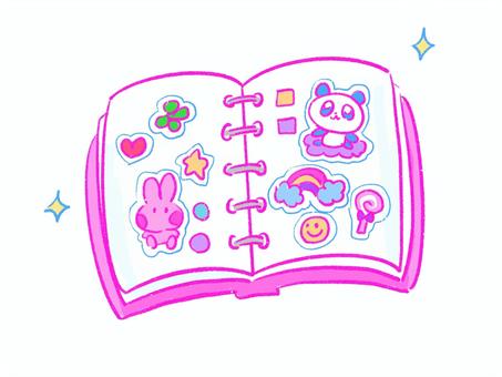 バインダー式シール帳（ピンク/平成） シール帳,シール,女児,平成,ファンシー,キャラクター,ノート,バインダー,コレクション,文房具のイラスト素材